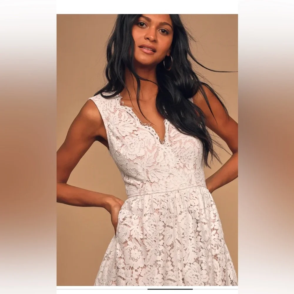 Lulu's Love Swept White Lace Dress - Picture 3 of 5